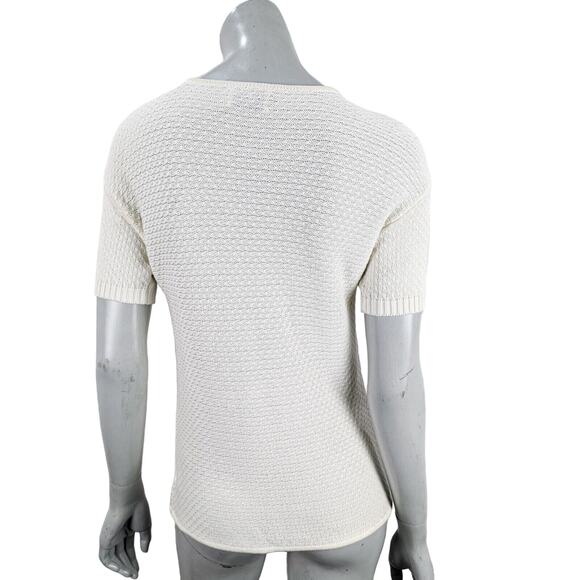 FRAME Women's Le Crochet Lace up Neck Blouse in Beige Size Small - Picture 3 of 9